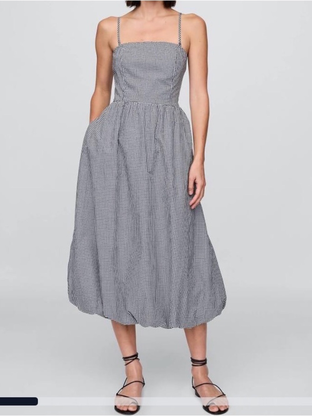 GAP Black and White Gingham Spaghetti Strap bubble Dress, removable straps